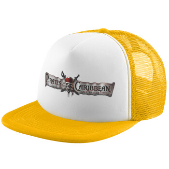 Pirates of the Caribbean, Καπέλο Ενηλίκων Soft Trucker με Δίχτυ Κίτρινο/White (POLYESTER, ΕΝΗΛΙΚΩΝ, UNISEX, ONE SIZE)