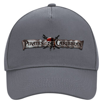 Pirates of the Caribbean, Ultimate Adult Hat Grey, (100% COTTON DRILL, ADULT, UNISEX, ONE SIZE)