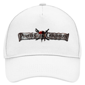 Pirates of the Caribbean, Adult Baseball Cap, Drill, White (100% COTTON, ADULT, UNISEX, ONE SIZE)