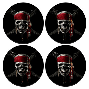 Pirates of the Caribbean, SET of 4 round wooden coasters (9cm)