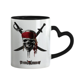 Pirates of the Caribbean, Mug heart black handle, ceramic, 330ml