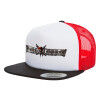 Adult Foam Flat Snapback with Mesh Black-White-Red (POLYESTER, ADULT, UNISEX, ONE SIZE)