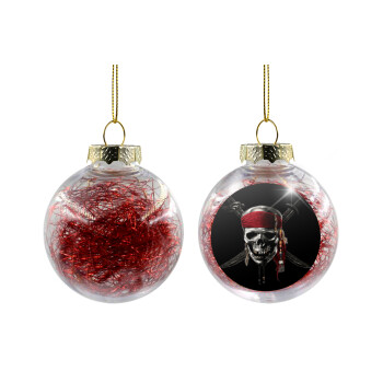 Pirates of the Caribbean, Transparent Christmas tree ball ornament with red filling 8cm