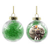 Transparent Christmas tree ball ornament with green filling 8cm