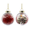 Transparent Christmas tree ball ornament with red filling 8cm