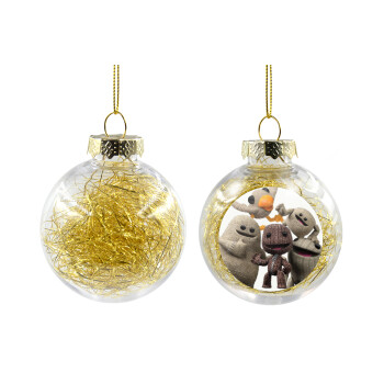 Little big planet, Transparent Christmas tree ball ornament with gold filling 8cm