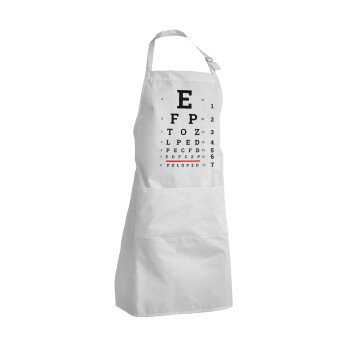 EYE test chart, Adult Chef Apron (with sliders and 2 pockets)