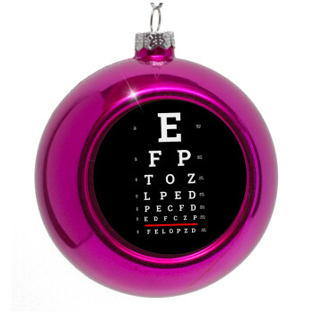 EYE test chart, Purple Christmas tree ornament bauble 8cm