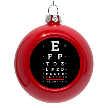 EYE test chart, Red Christmas tree ornament bauble 8cm