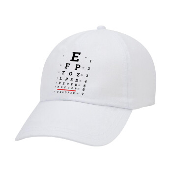 EYE test chart, Καπέλο Ενηλίκων Baseball Λευκό 5-φύλλο (POLYESTER, ΕΝΗΛΙΚΩΝ, UNISEX, ONE SIZE)