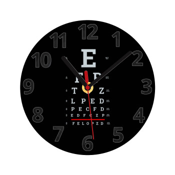 EYE test chart, Ρολόι τοίχου γυάλινο (20cm)
