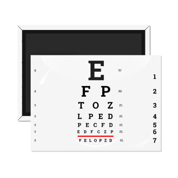 EYE test chart, Ορθογώνιο μαγνητάκι ψυγείου διάστασης 9x6cm