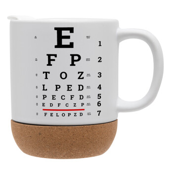 EYE test chart, Ceramic coffee mug Cork (MAT), 330ml (1pcs)