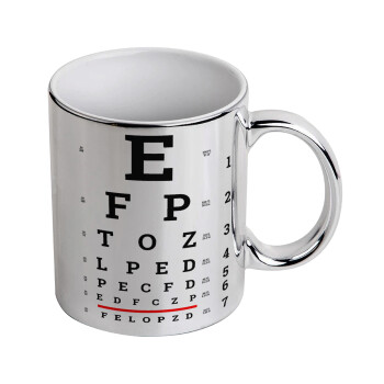 EYE test chart, Mug ceramic, silver mirror, 330ml