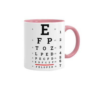 EYE test chart, Κούπα χρωματιστή ροζ, κεραμική, 330ml