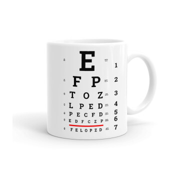 EYE test chart, Ceramic coffee mug, 330ml (1pcs)