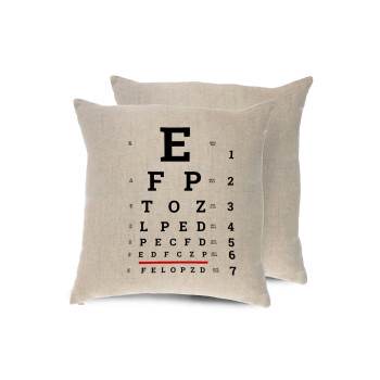 EYE test chart, Μαξιλάρι καναπέ ΛΙΝΟ 40x40cm περιέχεται το  γέμισμα