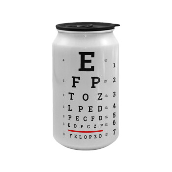 EYE test chart, Κούπα ταξιδιού μεταλλική με καπάκι (tin-can) 500ml