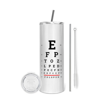 EYE test chart, Eco friendly stainless steel tumbler 600ml, with metal straw & cleaning brush