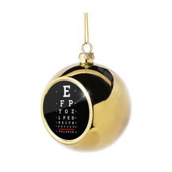 EYE test chart, Golden Christmas tree ball ornament 8cm