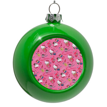 Hello kitty, Green Christmas tree ornament bauble 8cm