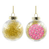 Transparent Christmas tree ball ornament with gold filling 8cm