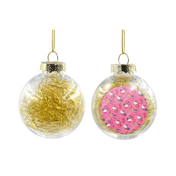 Hello kitty, Transparent Christmas tree ball ornament with gold filling 8cm