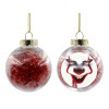 Transparent Christmas tree ball ornament with red filling 8cm