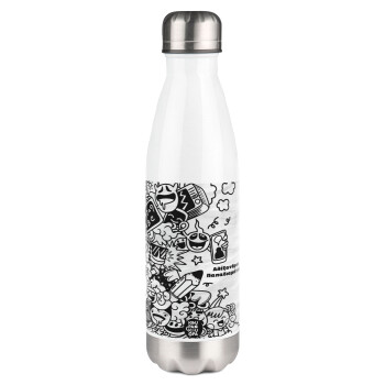 School Doodle, Metal mug thermos White (Stainless steel), double wall, 500ml