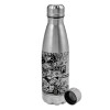 Metallic water bottle, stainless steel, 750ml