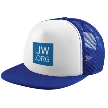 JW.ORG, Adult Soft Trucker Hat with Blue/White Mesh (POLYESTER, ADULT, UNISEX, ONE SIZE)