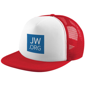 JW.ORG, Adult Soft Trucker Hat with Red/White Mesh (POLYESTER, ADULT, UNISEX, ONE SIZE)