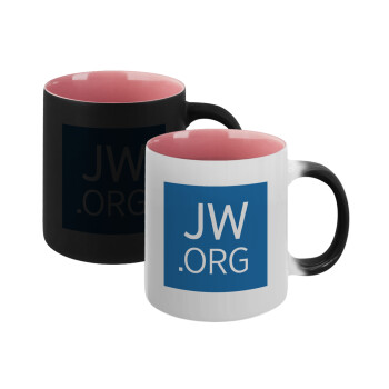 JW.ORG, Κούπα Μαγική εσωτερικό ΡΟΖ, κεραμική 330ml που αλλάζει χρώμα με το ζεστό ρόφημα (1 τεμάχιο)