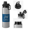 Metallic water bottle with safety cap, 850ml aluminum