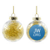 Transparent Christmas tree ball ornament with gold filling 8cm