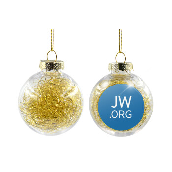 JW.ORG, Transparent Christmas tree ball ornament with gold filling 8cm