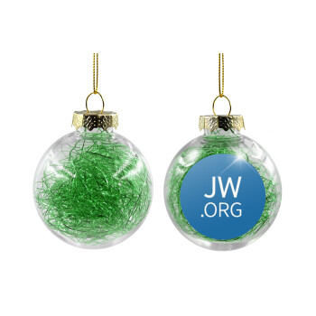 JW.ORG, Transparent Christmas tree ball ornament with green filling 8cm