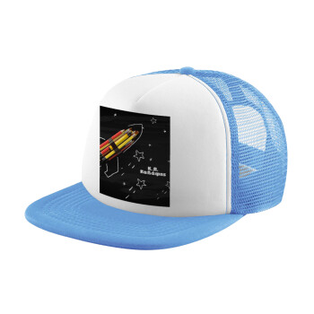 Rocket Pencil, Καπέλο παιδικό Soft Trucker με Δίχτυ ΓΑΛΑΖΙΟ/ΛΕΥΚΟ (POLYESTER, ΠΑΙΔΙΚΟ, ONE SIZE)