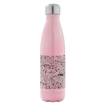 Enjoy the party, Metal mug thermos Pink Iridiscent (Stainless steel), double wall, 500ml