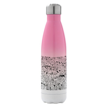 Enjoy the party, Metal mug thermos Pink/White (Stainless steel), double wall, 500ml
