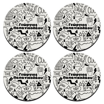 Enjoy the party, SET of 4 round wooden coasters (9cm)