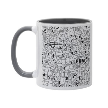 Enjoy the party, Mug colored grey, ceramic, 330ml