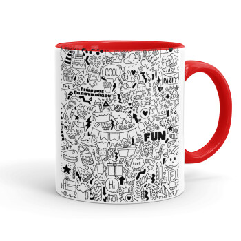 Enjoy the party, Mug colored red, ceramic, 330ml