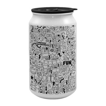 Enjoy the party, Κούπα ταξιδιού μεταλλική με καπάκι (tin-can) 500ml