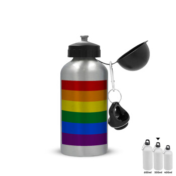 Rainbow flag (LGBT) , Metallic water jug, Silver, aluminum 500ml