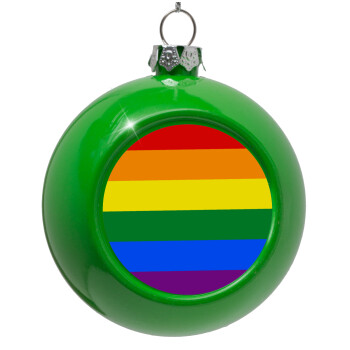 Rainbow flag (LGBT) , Green Christmas tree ornament bauble 8cm