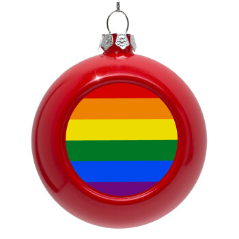 Rainbow flag (LGBT) , Red Christmas tree ornament bauble 8cm