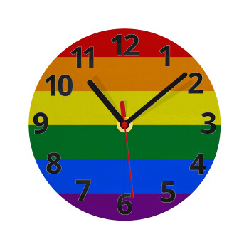 Rainbow flag (LGBT) , Ρολόι τοίχου γυάλινο (20cm)