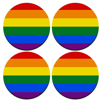 Rainbow flag (LGBT) , SET of 4 round wooden coasters (9cm)