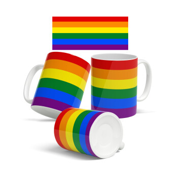 Rainbow flag (LGBT) , Ceramic coffee mug, 330ml (1pcs)